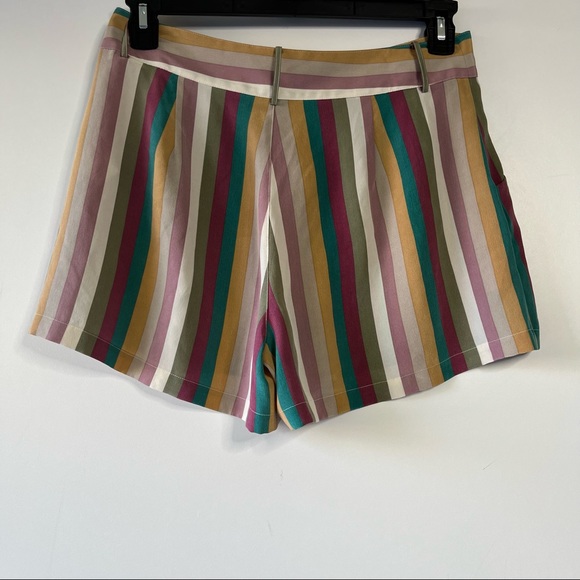 SOLD silk Gigi Farrah flowy rainbow boho striped shorts - Picture 2 of 6
